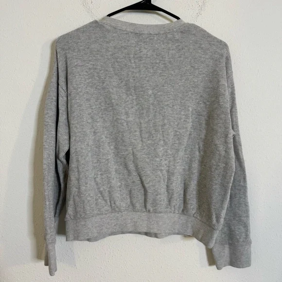 Theory Gray weekend waffle knit Henley lounge long sleeve shirt - Picture 5 of 5